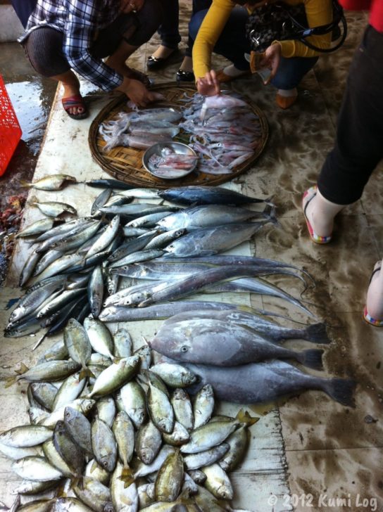 ニャチャンの市場の魚売り場