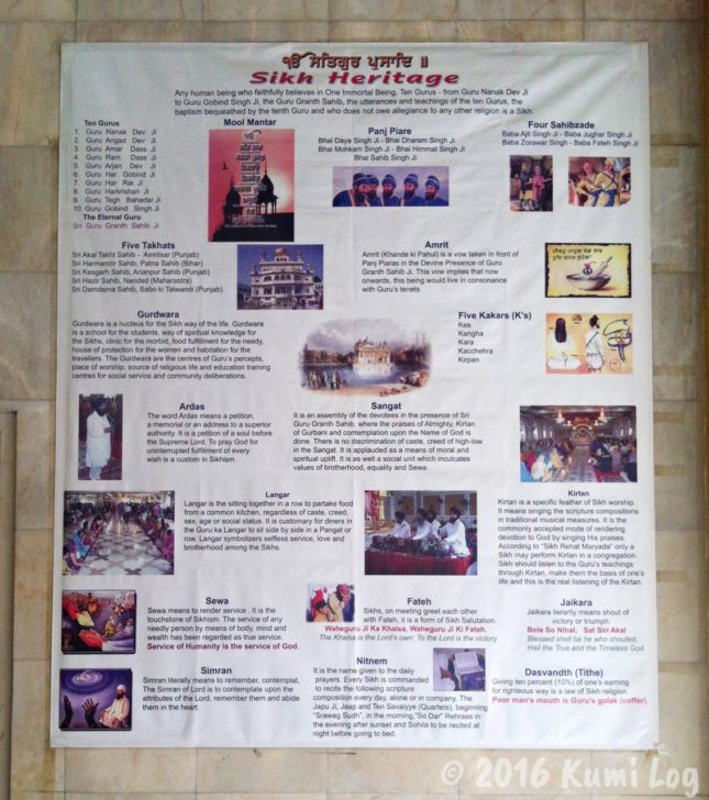 バンコク・シーク教寺院の説明書き