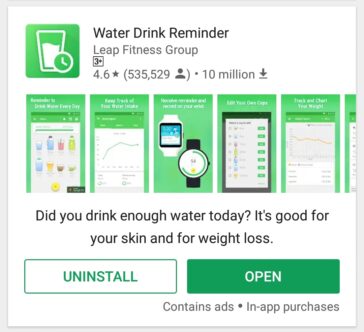 AndroidアプリのWater Drink Reminder